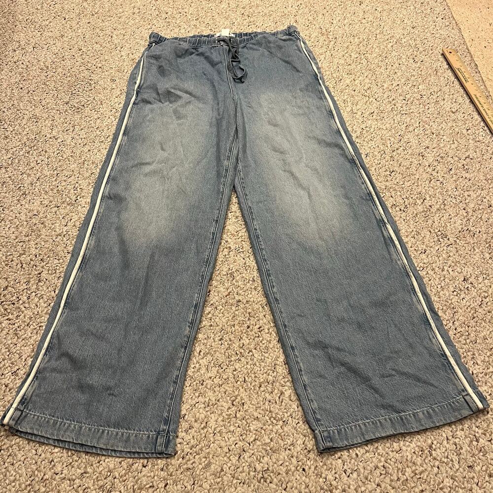 NEW Madewell Pull On Track Pants Airy Denim L Tall Comfort Drawstring Casual